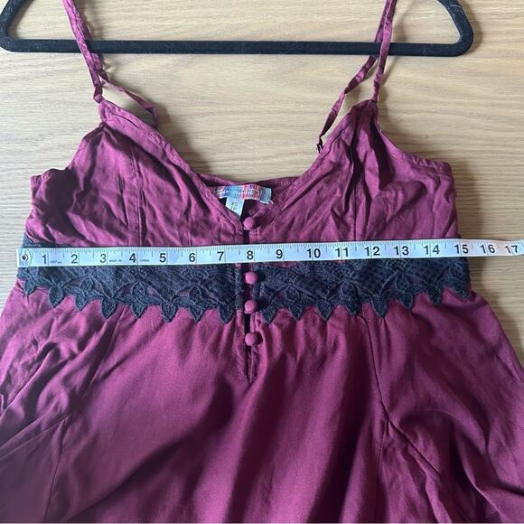 Urban Outfitters Maroon Lace Button Up Baby Doll Dress - Picture 8 of 9